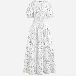 *BNWT* J.Crew Puff-sleeve Smocked-waist Midi Dress in Dot (Medium)